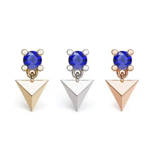 14k Gold Pyramid Dangle Threadless End