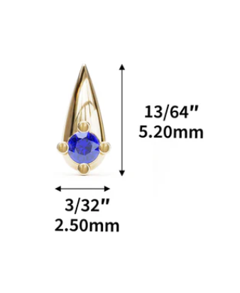 14k Gold Gem Spike Threadless End