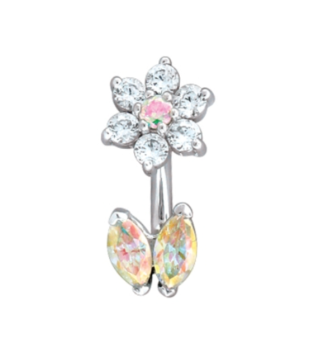 14k Gold Daisy Navel J Curve