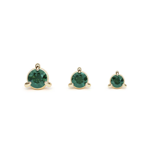 14K Gold 3-Prong Gem Threadless End