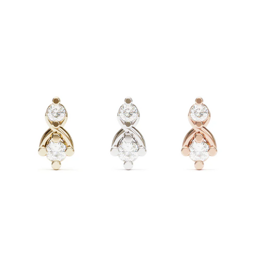 14K Gold Elegant Diamond Threadless End
