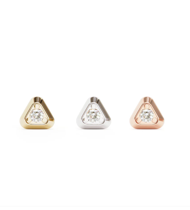 14K Gold Diamond Triangle Threadless End