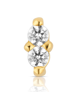 18K Gold Duo Faceted Gem End