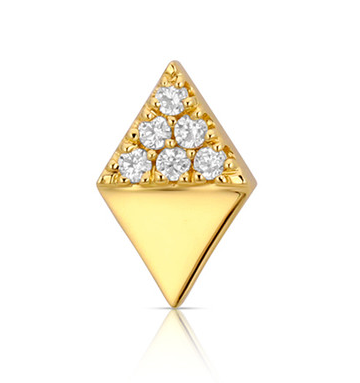 18K Gold Rhombos Faceted Gem End
