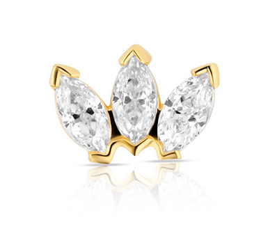 18k Gold Small Marquise Fan Faceted Gem End