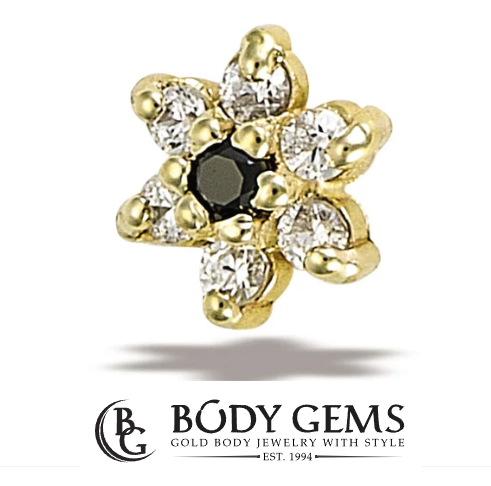 14k Gold Pointy Flower Threadless End