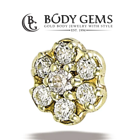 14k Gold Rounded Flower Threadless End