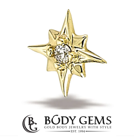 14k Gold 8 Point Burst (Star) Threadless End