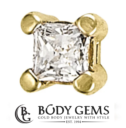 14k Gold Princess Prong Threadless End