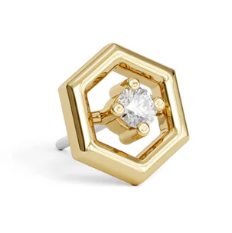 14K Gold Diamond Unique Hexagon Threadless End