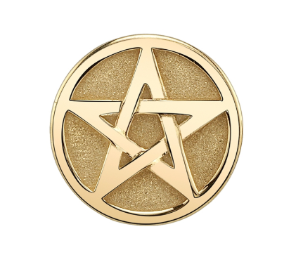 14k Gold Threaded End with Pentagram Disc