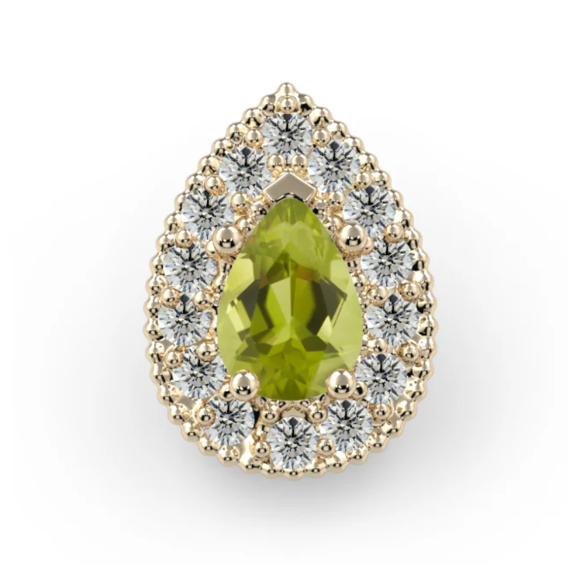 14k Gold Halo Pear Threaded End