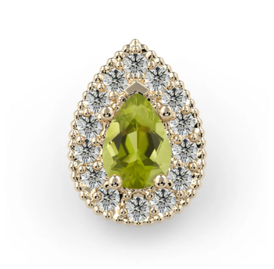 14k Gold Halo Pear Threaded End