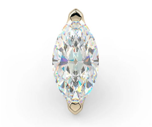 14k Gold Low Profile Marquise Prong Threadless End