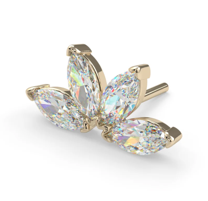 14k Gold Quadruple Marquise Fan Threadless End