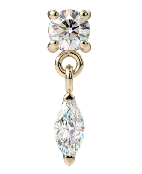 14k Gold Marquise Dangle Threadless End