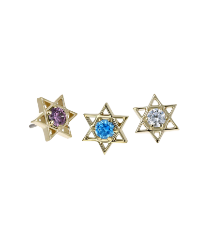 18k Gold Star of David Threadless End