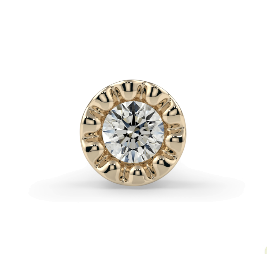 14k Gold Milgrain Bezel Threadless Pin End