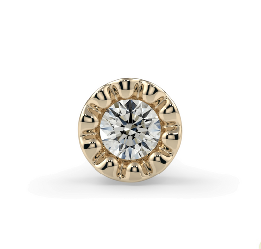 14k Gold Milgrain Bezel Threadless Pin End