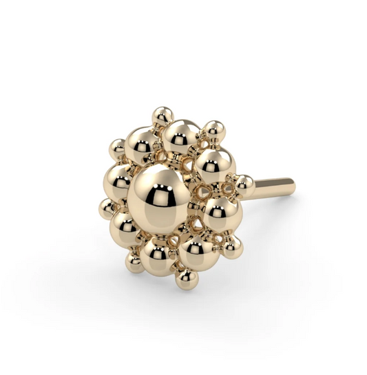 14k Gold Bali Flower Threadless Pin End