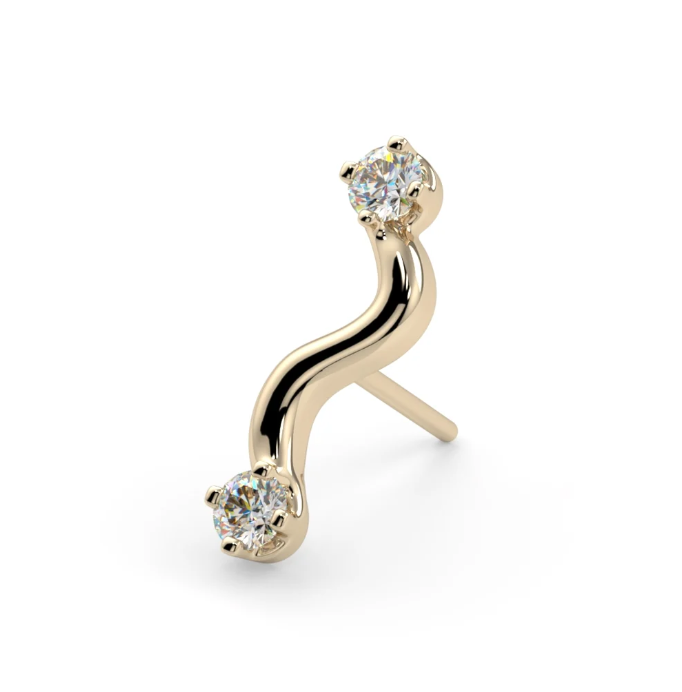 14k Gold Squiggle 2 Threadless End