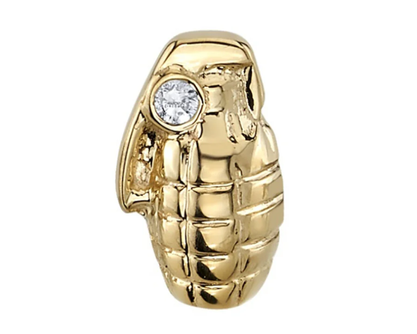 14k Gold Hand Grenade Threaded End