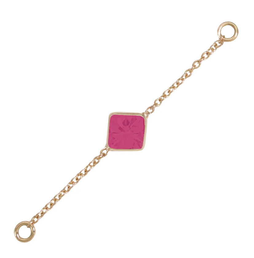 14k Gold Solid Gold Single Stone Accessory Chain