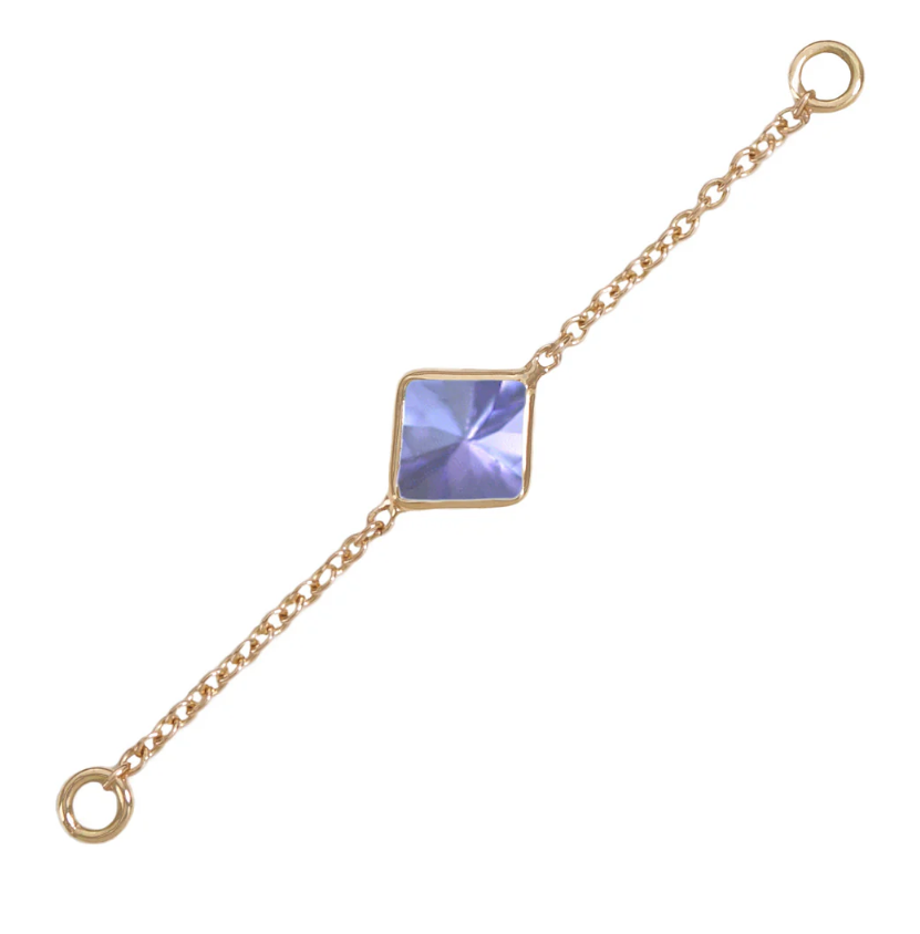 14k Gold Solid Gold Single Stone Accessory Chain