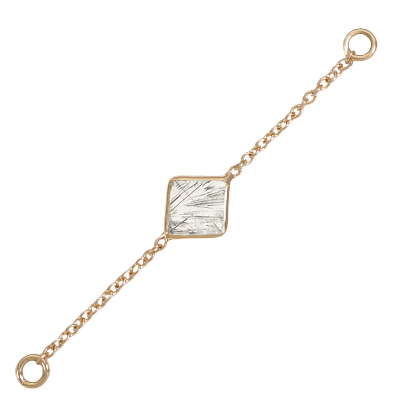 14k Gold Solid Gold Single Stone Accessory Chain