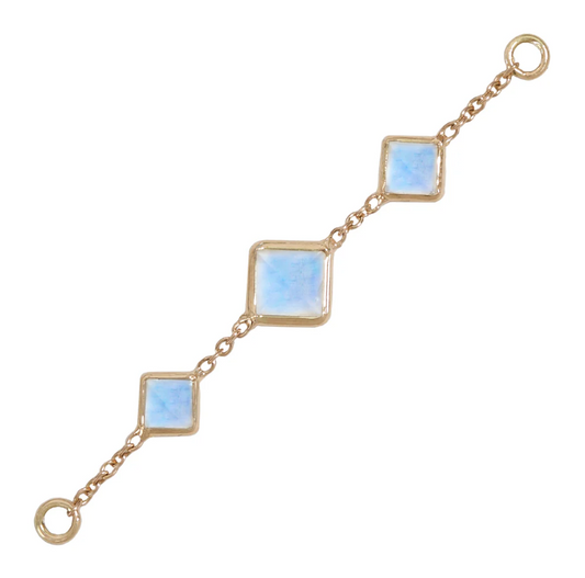 14k Gold Solid Gold Triple Stone Accessory Chain
