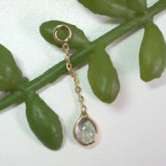 14k Gold Faceted Pear Bezel Gemstone Charm on Chain